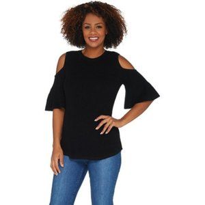 Isaac Mizrahi Live Cold Shoulder Top Size L